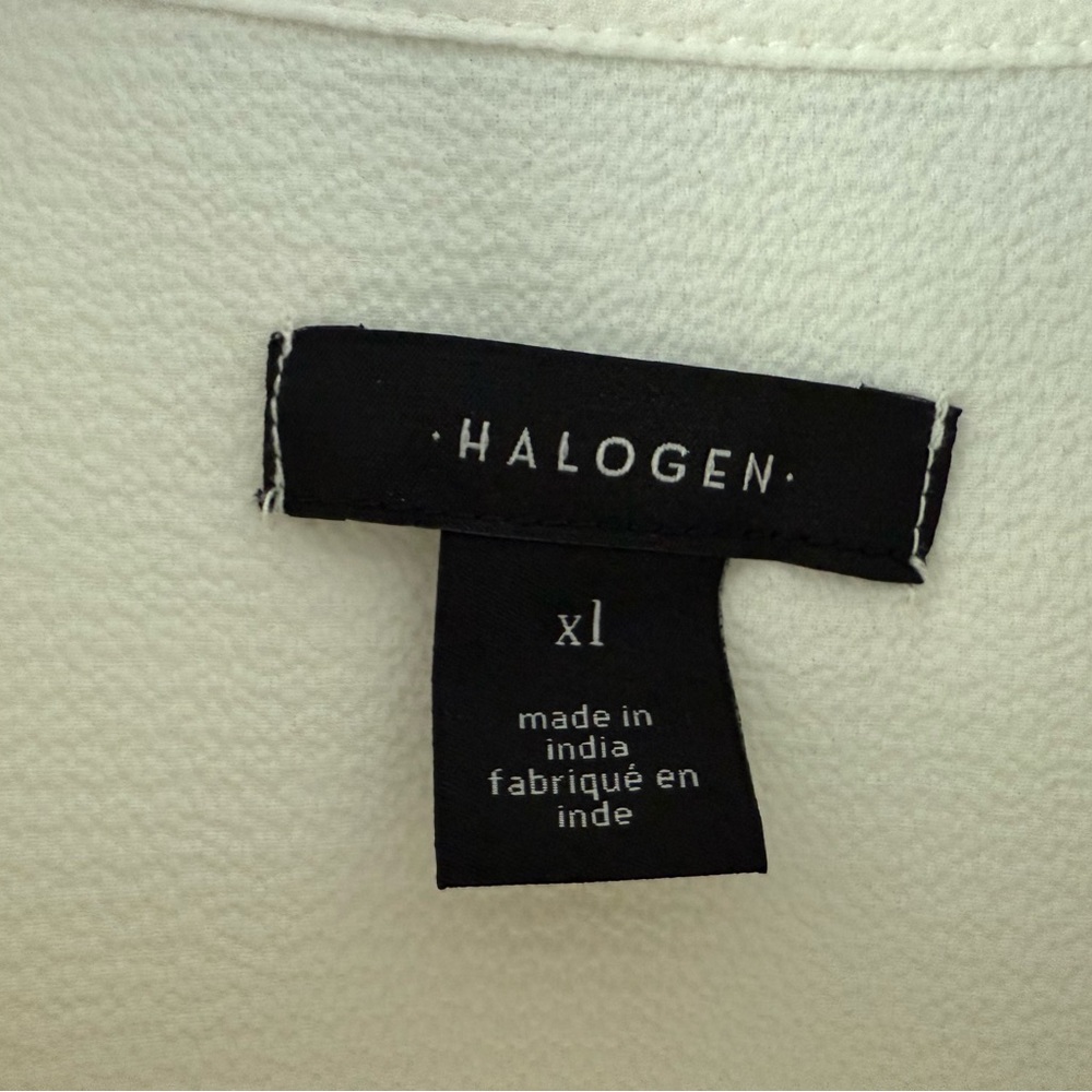 Halogen White Button-Up Shirt With Contrasting Bl… - image 6